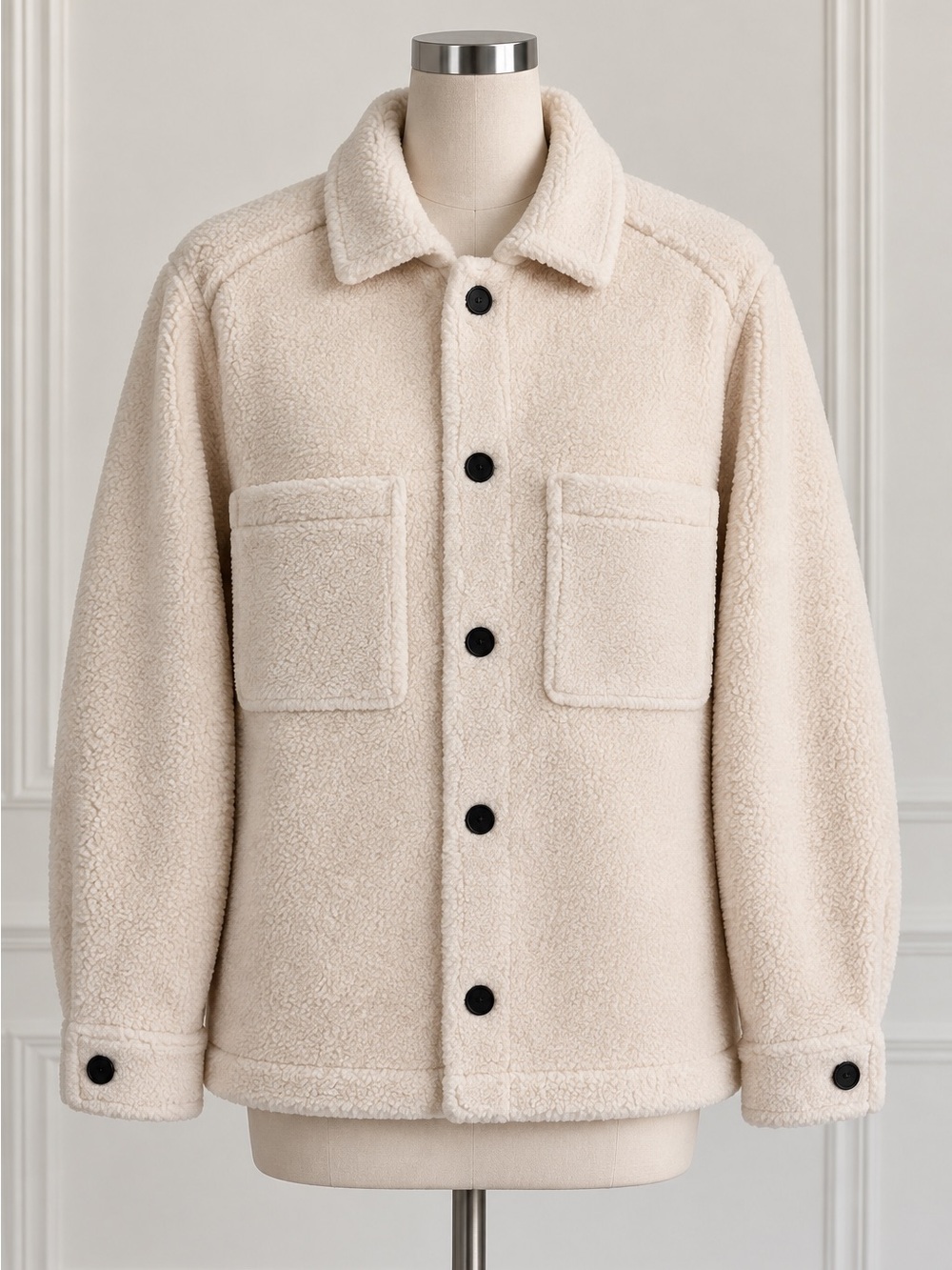 ZARA Women Cream Sherpa Fleece Shirt Jacket Size S/M